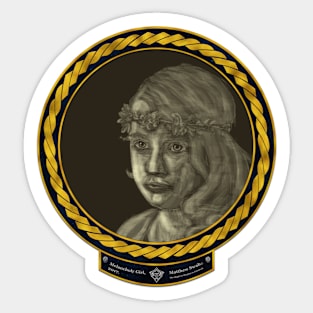 Melancholy Girl (frame gold celtic rope space) Sticker